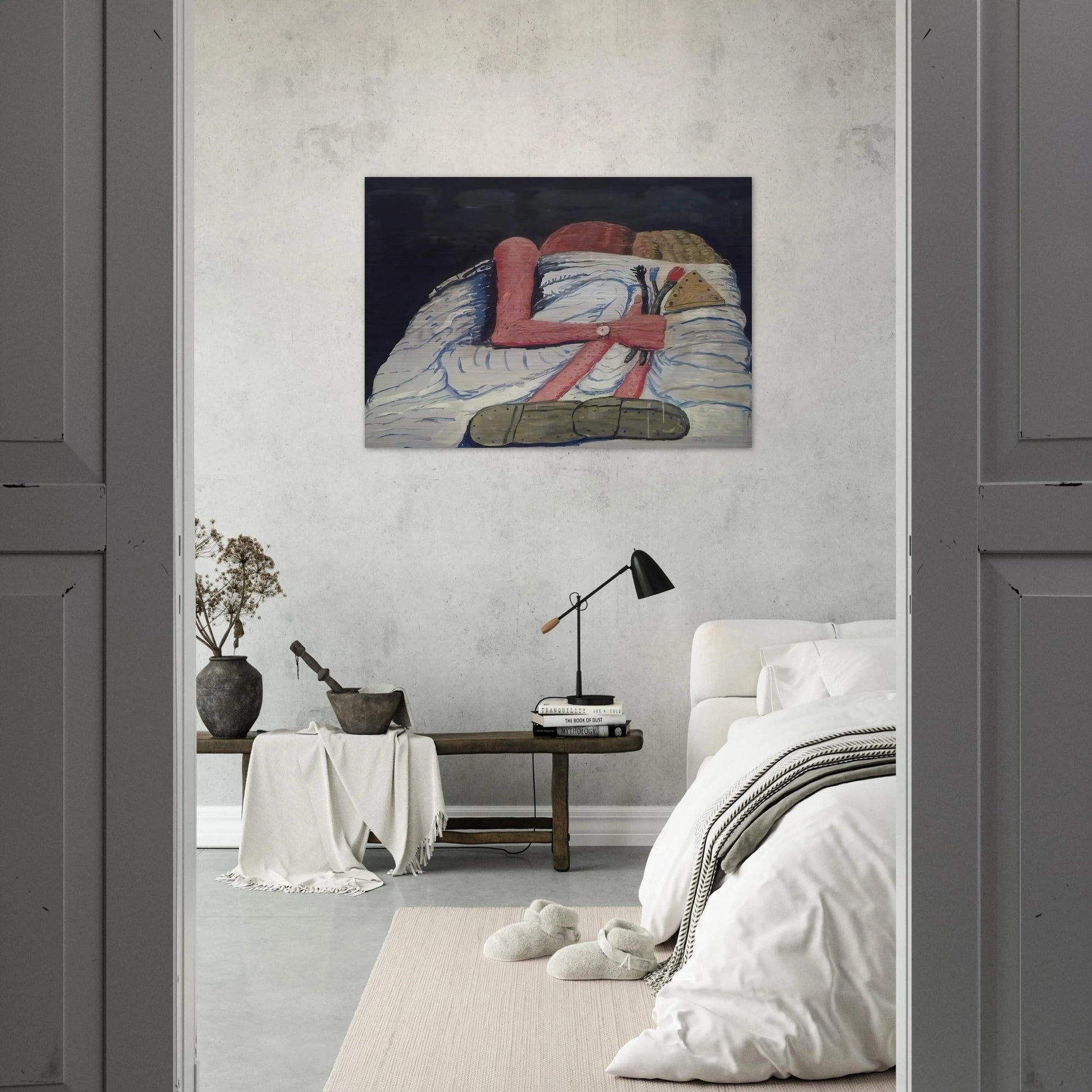 COUPLE IN BED - Philip Guston Brushed Aluminum Print - 70x100 cm / 28x40 inches | Philip Guston Aluminum Print | Philip Guston Prints