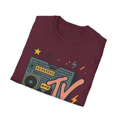 Retro MTV Vintage Leopardenmuster Musikfernsehen Grafik T-Shirt 80er 90er Throwback Unisex Band Shirt Animal Print Rock Style T-Shirt