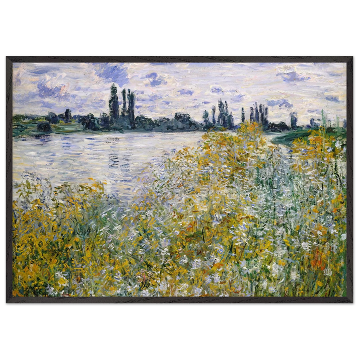Isle of Flowers on Siene near Vetheuil - claude monet 70x100 cm / 28x40 inches Framed Art Print – Black Wooden Frame