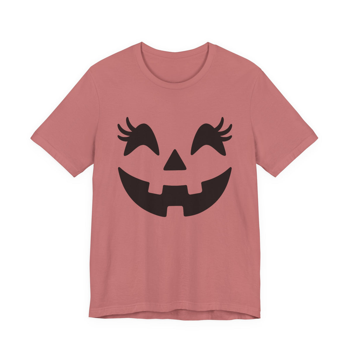 Jack O'Lantern Gesicht Kürbis Wimpern Halloween Damen Mädchen T-Shirt