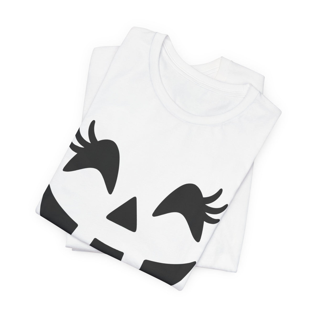 Jack O'Lantern Gesicht Kürbis Wimpern Halloween Damen Mädchen T-Shirt