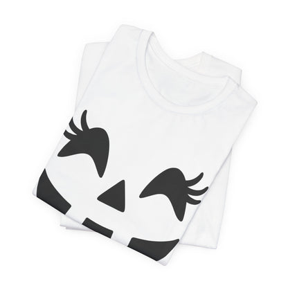 Jack O'Lantern Gesicht Kürbis Wimpern Halloween Damen Mädchen T-Shirt