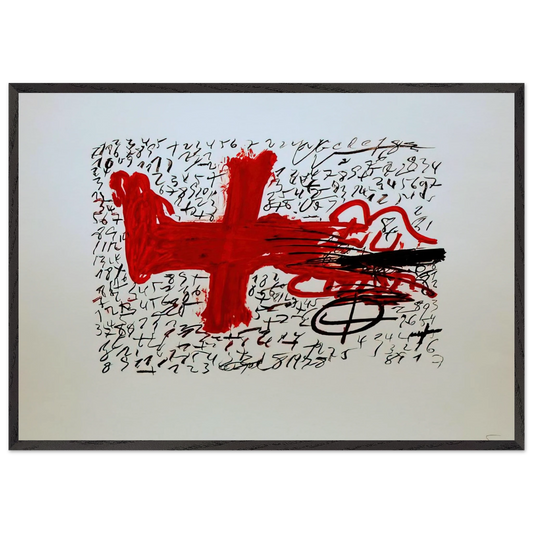 JAMBE ET CHIFFRES 1984 - Antoni Tapies 70x100 cm / 28x40 inches Framed Art Print – Black Wooden Frame