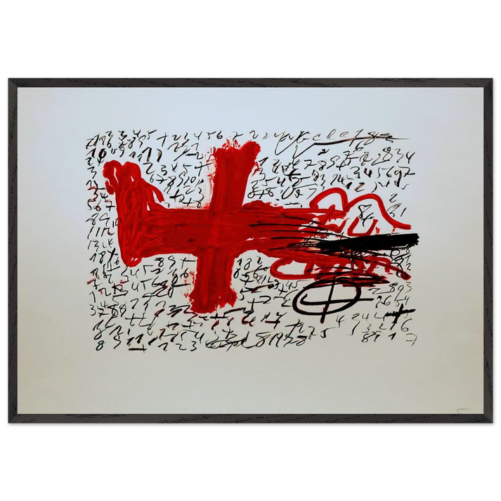 JAMBE ET CHIFFRES 1984 - Antoni Tapies 70x100 cm / 28x40 inches Framed Art Print – Black Wooden Frame