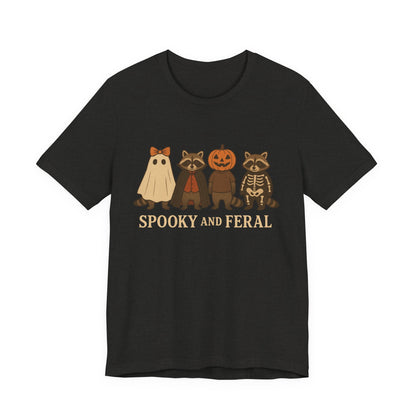 Gruseliges Waschbär-Shirt, lustiges Halloween-T-Shirt mit Grafik, süßes Vintage-Herbst-T-Shirt, trendiges Damen-Halloween-Shirt, T-Shirt mit wildem Waschbär-Motiv