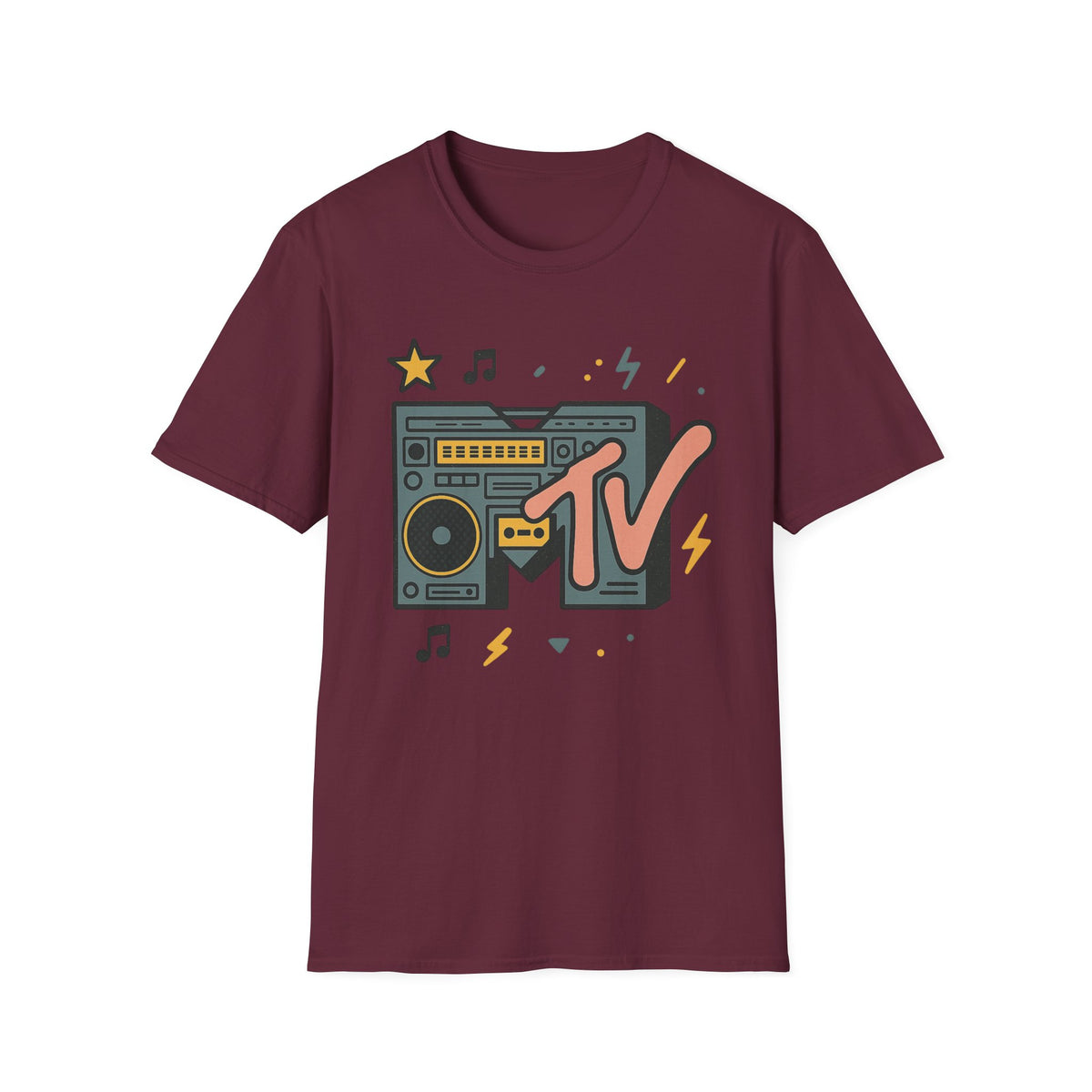 Retro MTV Vintage Leopardenmuster Musikfernsehen Grafik T-Shirt 80er 90er Throwback Unisex Band Shirt Animal Print Rock Style T-Shirt