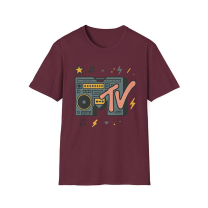 Retro MTV Vintage Leopardenmuster Musikfernsehen Grafik T-Shirt 80er 90er Throwback Unisex Band Shirt Animal Print Rock Style T-Shirt