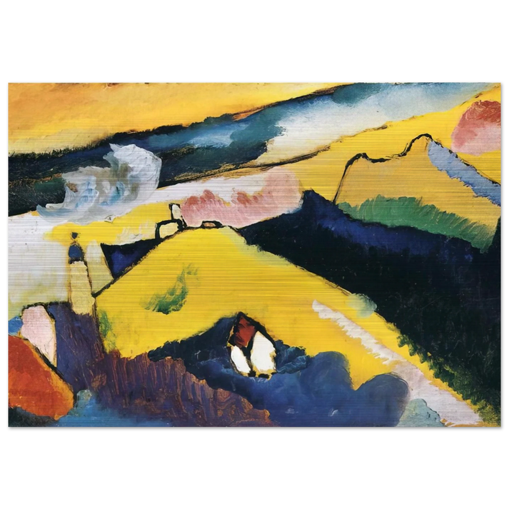 MOUNTAIN LANDSCAPE WITH CHURCH 1910 - Wassily Kandinsky Brushed Aluminum Print - 70x100 cm / 28x40 inches | Wassily Kandinsky Aluminum Print | Wassily Kandinsky Prints