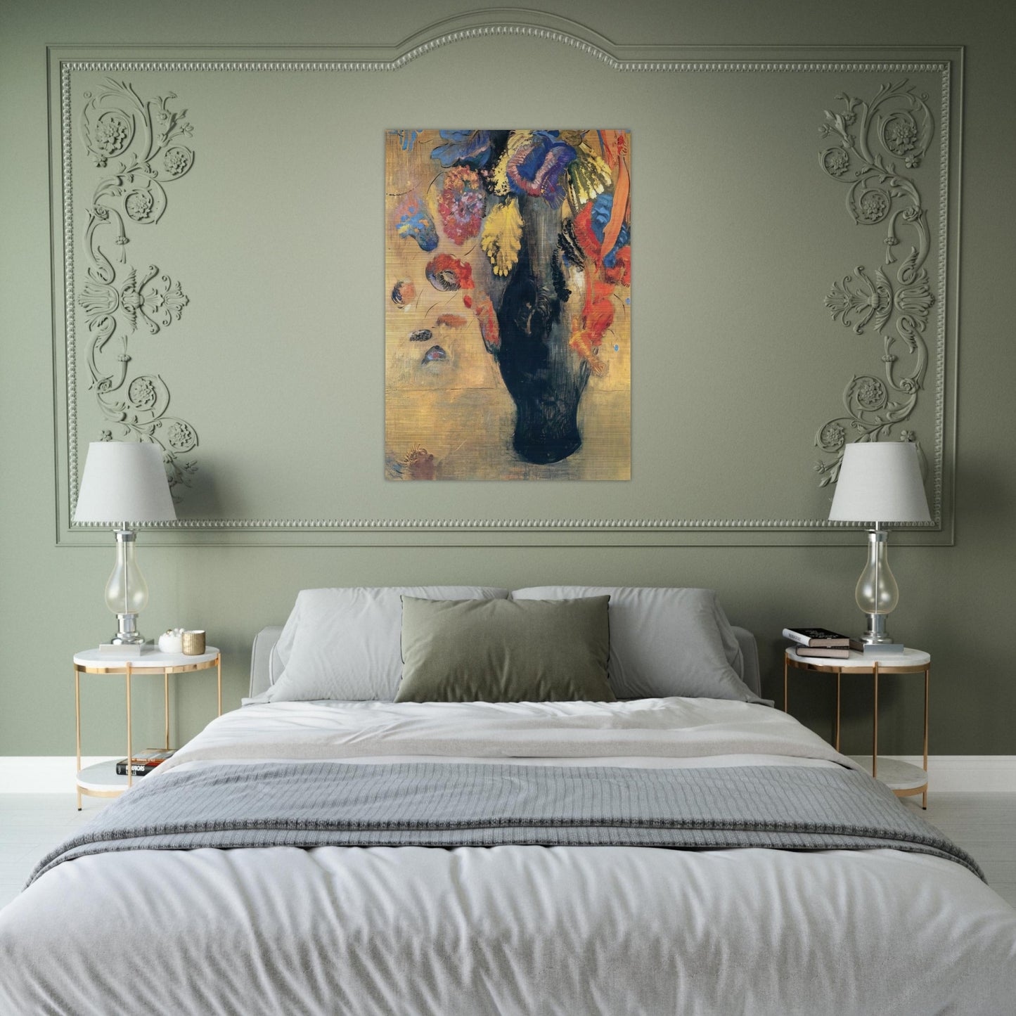 FLOWERS - Odilon Redon Brushed Aluminum Print - 70x100 cm / 28x40 inches | Odilon Redon Aluminum Print | Odilon Redon Prints
