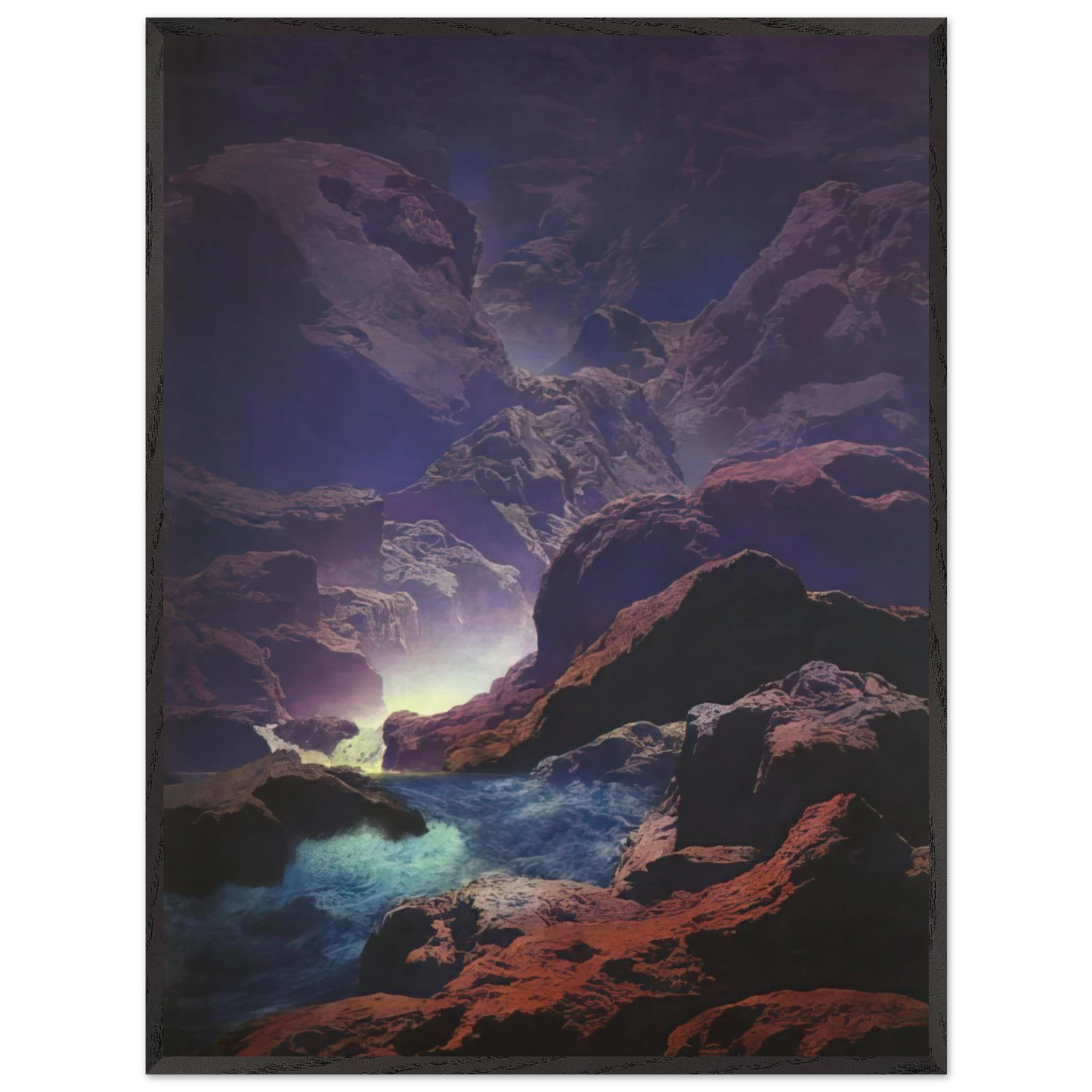 Maxfield Parrish - Moonlight Wall Art - 30x40 cm / 12x16 inches - Premium Wooden Framed Poster With Fine Art Paper-canvas - Wood frame