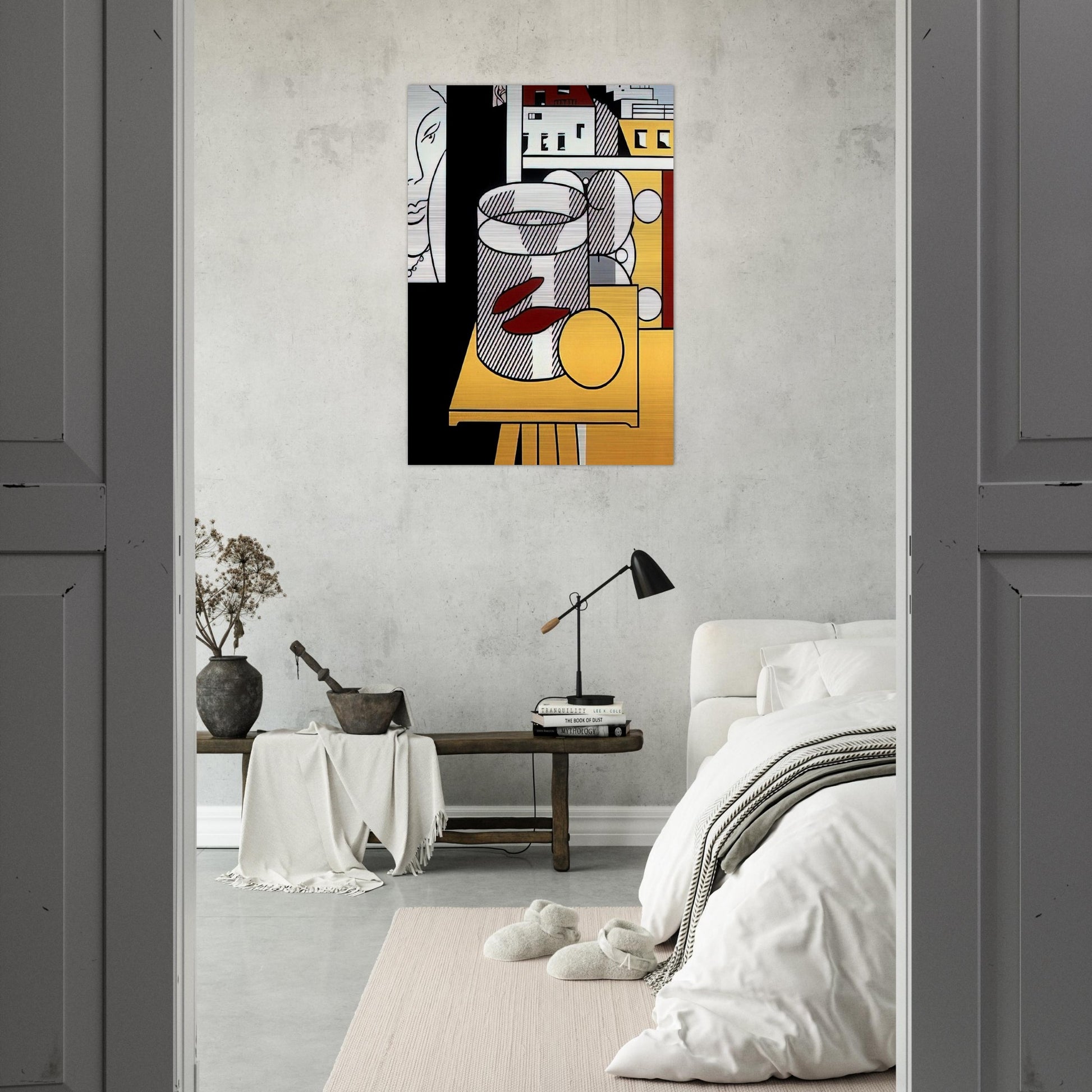 STILL LIFE WITH GOLDFISH 1974 - Roy Lichtenstein Brushed Aluminum Print - 70x100 cm / 28x40 inches | Roy Lichtenstein Aluminum Print | Roy Lichtenstein Prints