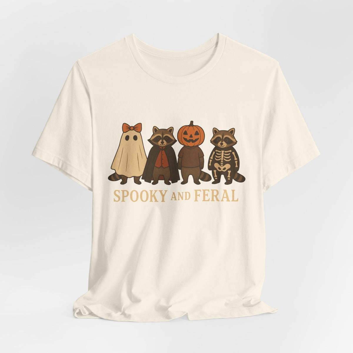 Gruseliges Waschbär-Shirt, lustiges Halloween-T-Shirt mit Grafik, süßes Vintage-Herbst-T-Shirt, trendiges Damen-Halloween-Shirt, T-Shirt mit wildem Waschbär-Motiv