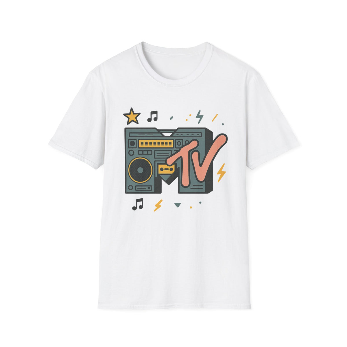 Retro MTV Vintage Leopardenmuster Musikfernsehen Grafik T-Shirt 80er 90er Throwback Unisex Band Shirt Animal Print Rock Style T-Shirt