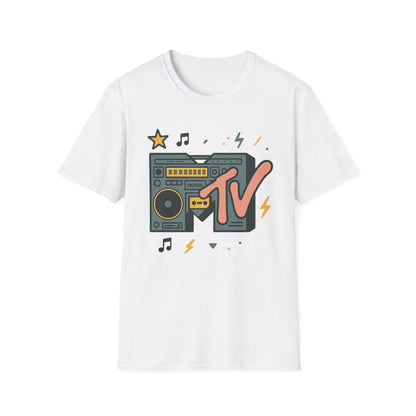 Retro MTV Vintage Leopardenmuster Musikfernsehen Grafik T-Shirt 80er 90er Throwback Unisex Band Shirt Animal Print Rock Style T-Shirt