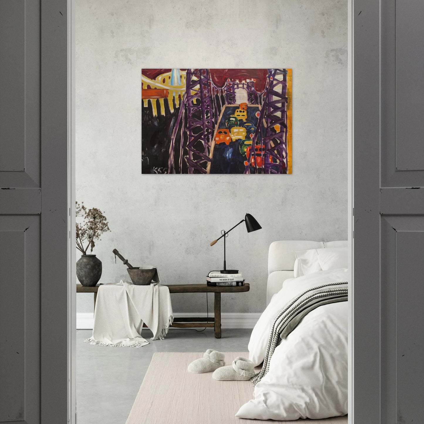 George Washington Bridge, with Cars - Allan Kaprow Brushed Aluminum Print - 70x100 cm / 28x40 inches | Allan Kaprow Aluminum Print | Allan Kaprow Prints