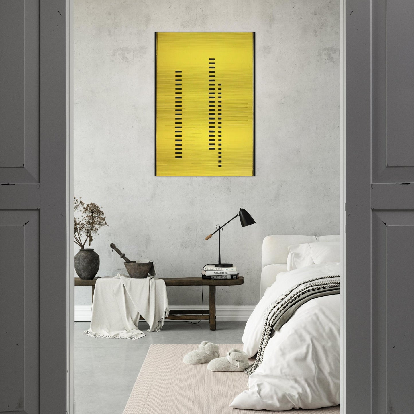 SKYSCRAPERS ON TRANSPARENT YELLOW 1929 - Josef Albers Brushed Aluminum Print - 70x100 cm / 28x40 inches | Josef Albers Aluminum Print | Josef Albers Prints