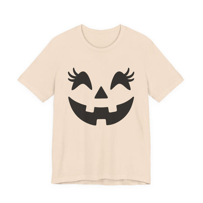 Jack O'Lantern Gesicht Kürbis Wimpern Halloween Damen Mädchen T-Shirt