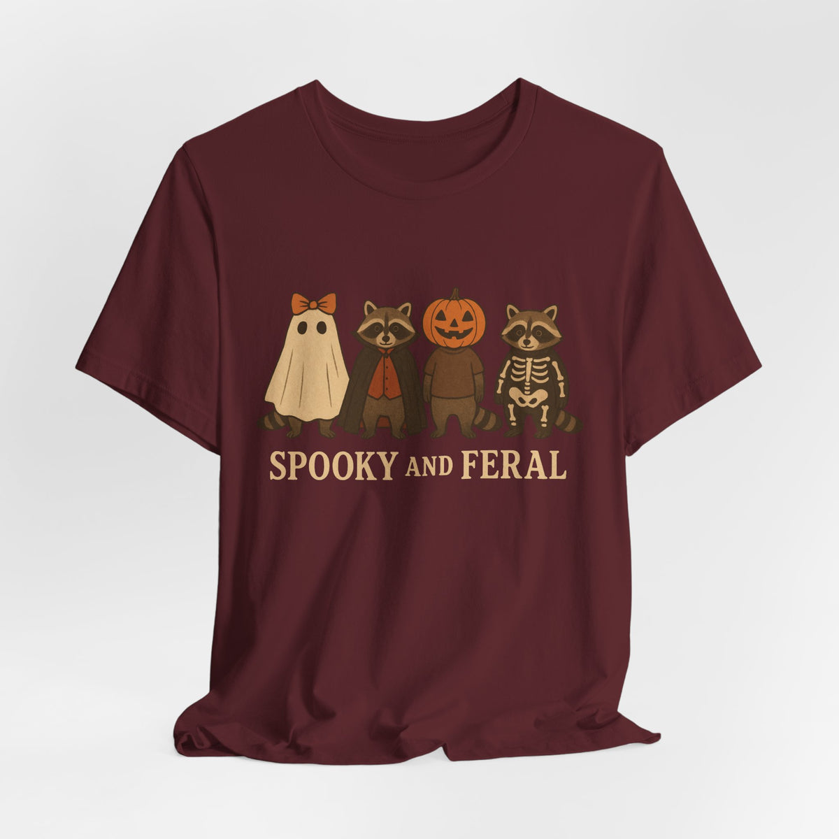 Gruseliges Waschbär-Shirt, lustiges Halloween-T-Shirt mit Grafik, süßes Vintage-Herbst-T-Shirt, trendiges Damen-Halloween-Shirt, T-Shirt mit wildem Waschbär-Motiv