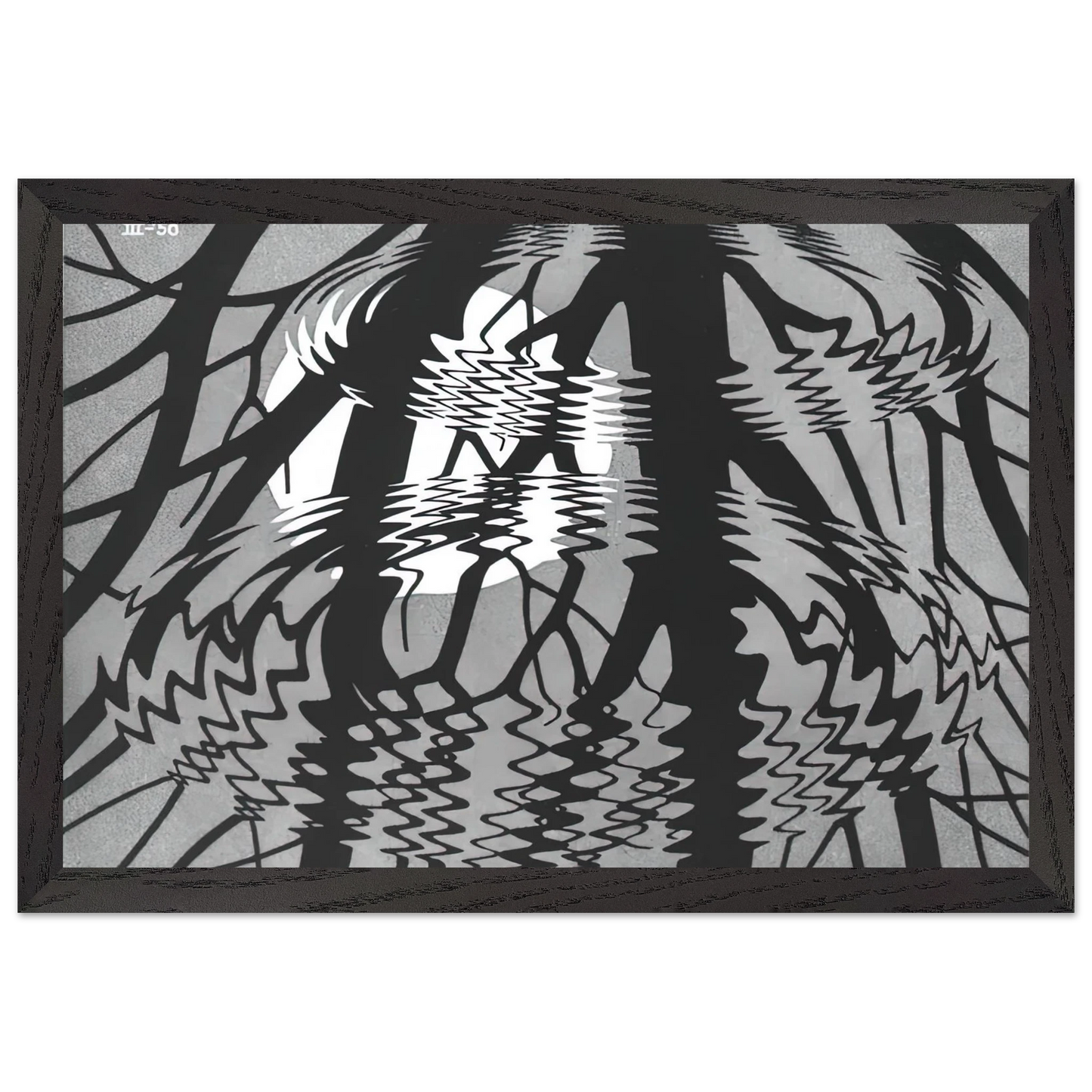 MC Escher - RIPPLED SURFACE Wall Art - 21x29.7 cm / 8x12" - Premium Wooden Framed Poster With Fine Art Paper-canvas - White frame