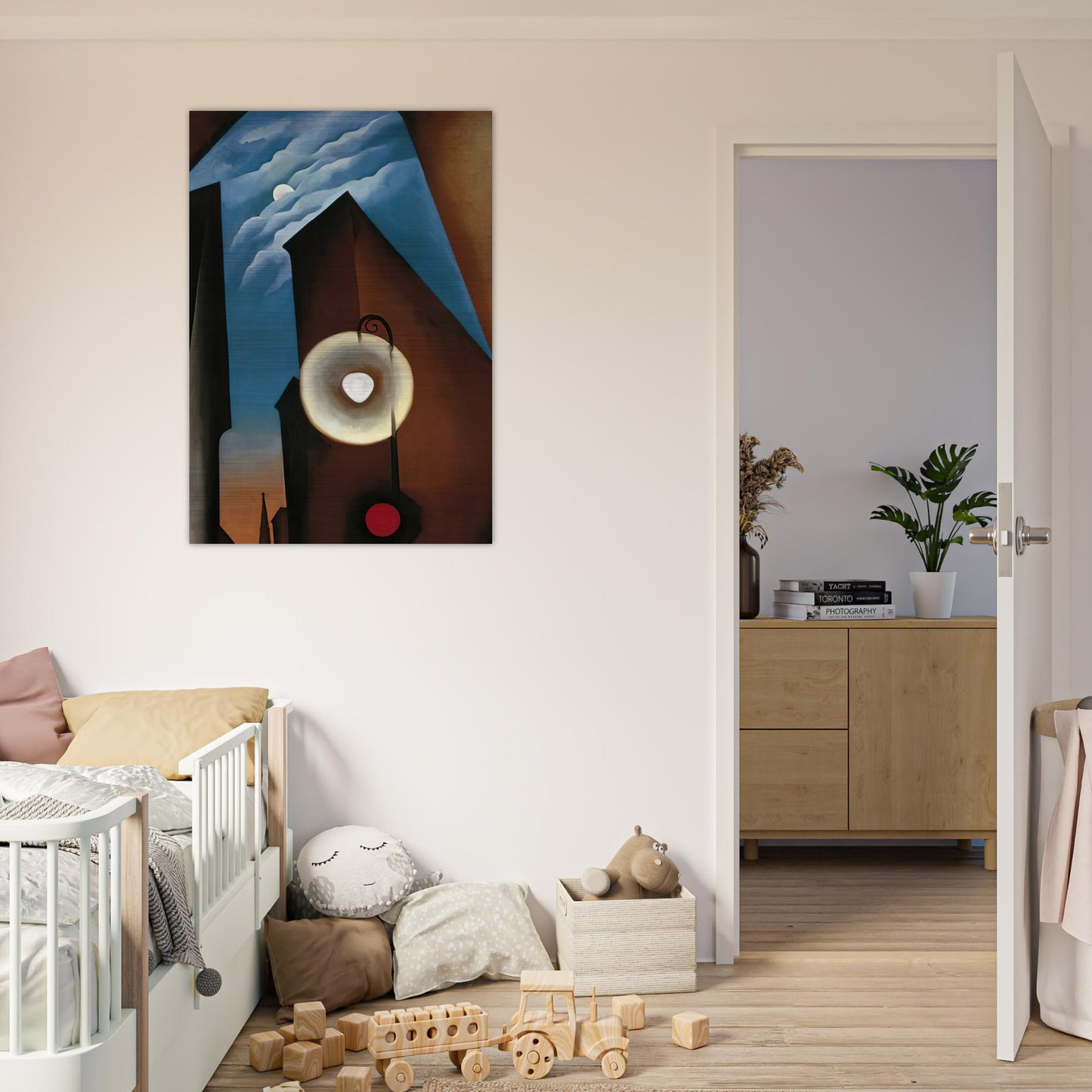 New York with Moon - Georgia O'Keeffe Brushed Aluminum Print - 70x100 cm / 28x40 inches | Georgia O'Keeffe Aluminum Print | Georgia O'Keeffe Prints