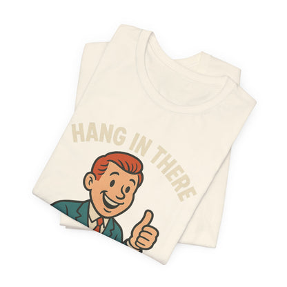 Lustiges T-Shirt mit sarkastischem Spruch: „Halt durch, es wird noch schlimmer.“ Schwarzer Humor, witziges Grafik-Shirt
