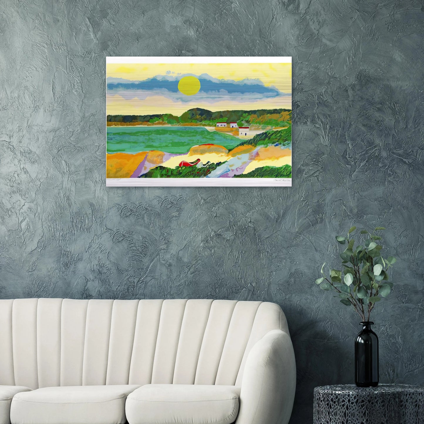 Marinha Com Casas - Post-Impressionism - Aldemir Martins Brushed Aluminum Print - 70x100 cm / 28x40 inches | Aldemir Martins Aluminum Print | Aldemir Martins Prints