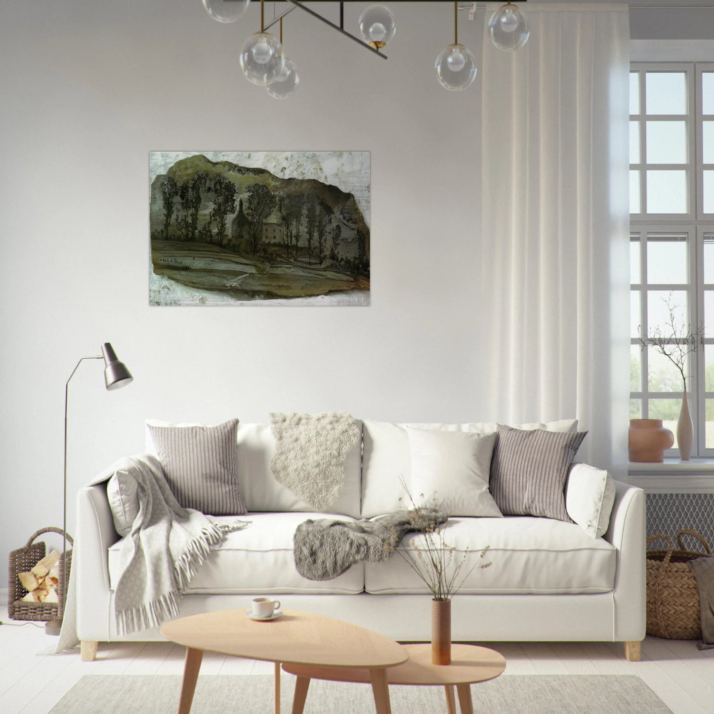 VIEW OF PUBOL - Salvador Dali Brushed Aluminum Print - 70x100 cm / 28x40 inches | Salvador Dali Aluminum Print | Salvador Dali Prints