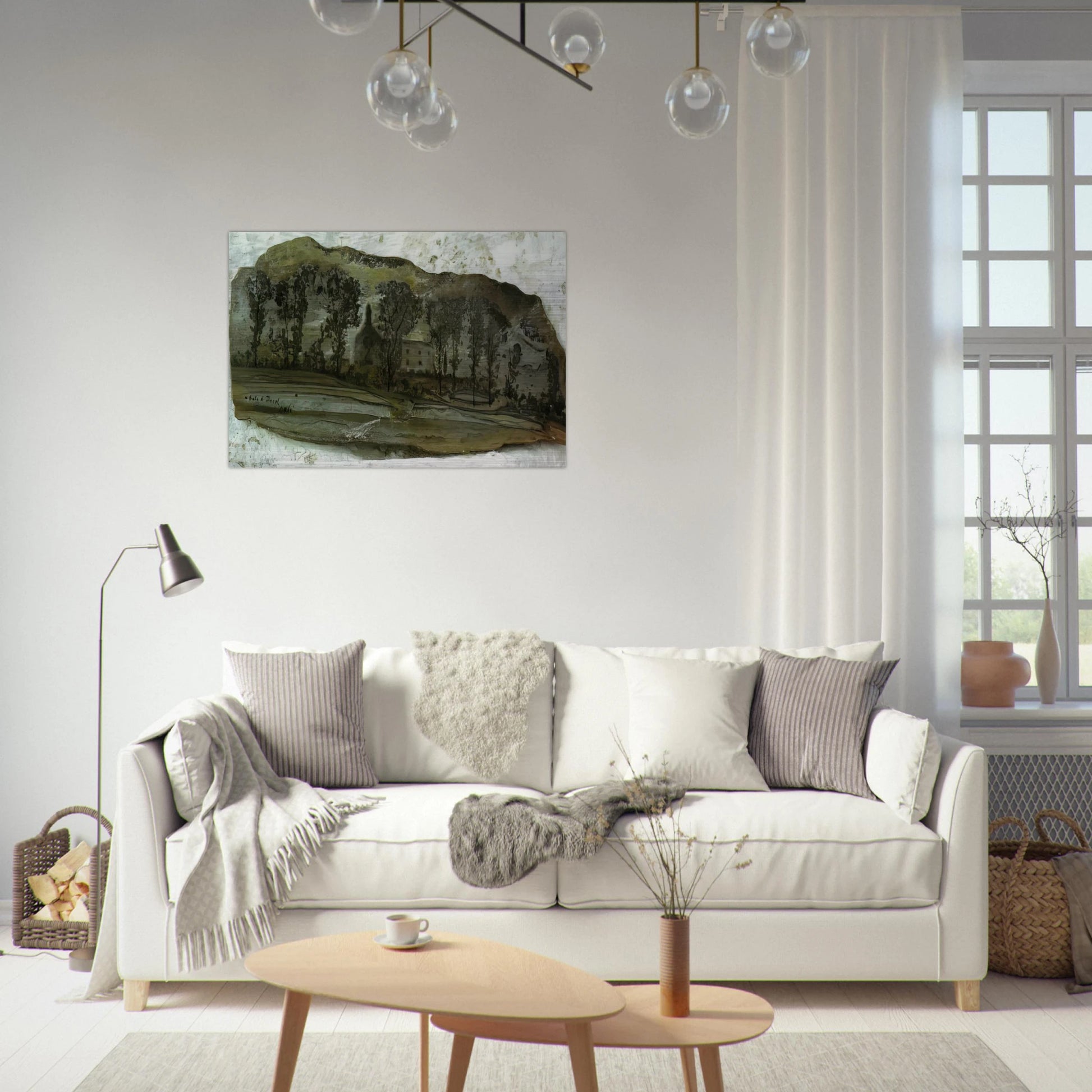 VIEW OF PUBOL - Salvador Dali Brushed Aluminum Print - 70x100 cm / 28x40 inches | Salvador Dali Aluminum Print | Salvador Dali Prints
