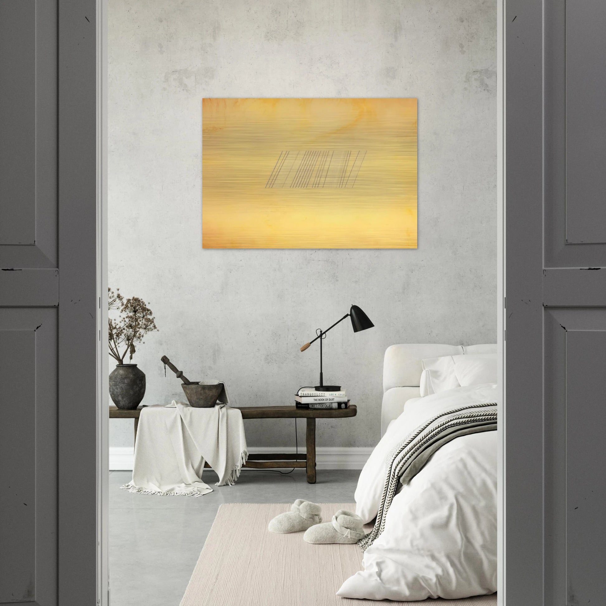 Blue Line Painting - 1969 - Ronnie Landfield Brushed Aluminum Print - 70x100 cm / 28x40 inches | Ronnie Landfield Aluminum Print | Ronnie Landfield Prints