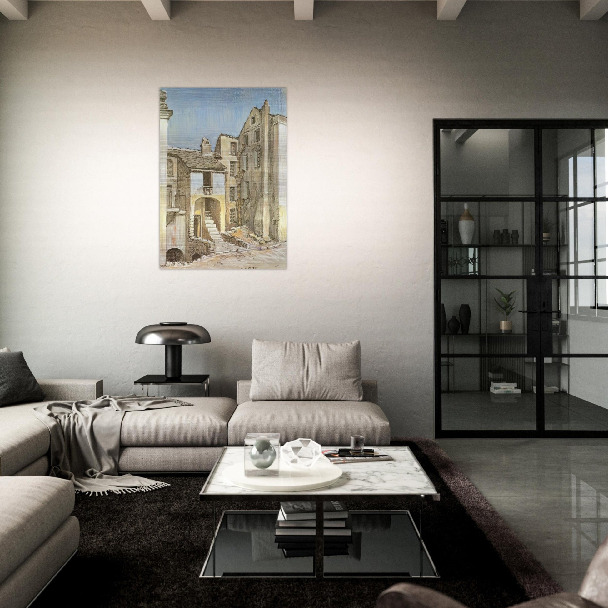 CORTE CORSICA - MC Escher Brushed Aluminum Print - 70x100 cm / 28x40 inches | MC Escher Aluminum Print | MC Escher Prints