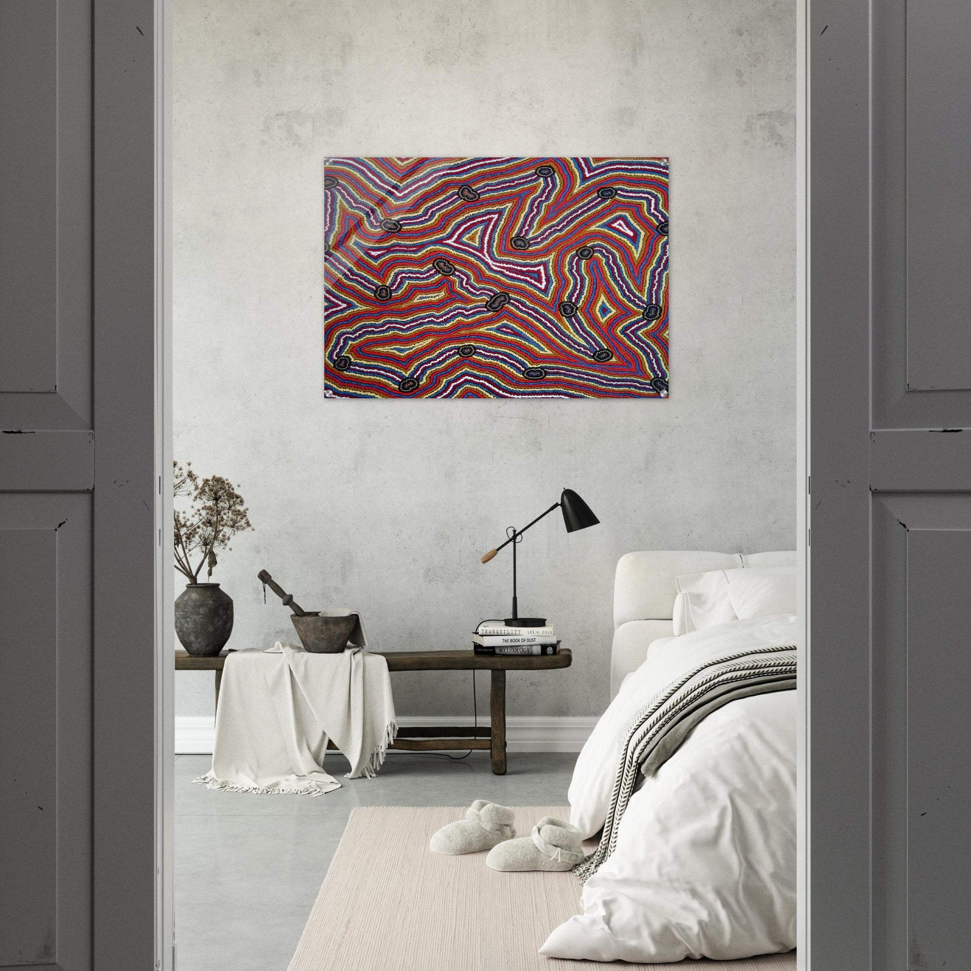 Narripi Dreaming - 1992 - Clifford Possum Tjapaltjarri Acrylic Print - 70x100 cm / 28x40″ inches