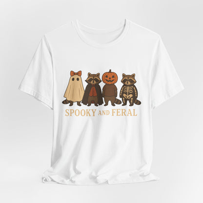 Gruseliges Waschbär-Shirt, lustiges Halloween-T-Shirt mit Grafik, süßes Vintage-Herbst-T-Shirt, trendiges Damen-Halloween-Shirt, T-Shirt mit wildem Waschbär-Motiv