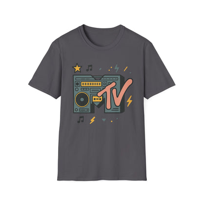Retro MTV Vintage Leopardenmuster Musikfernsehen Grafik T-Shirt 80er 90er Throwback Unisex Band Shirt Animal Print Rock Style T-Shirt