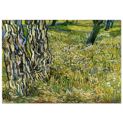 Tree Trunks in the Grass - Vincent van Gogh Brushed Aluminum Print - 70x100 cm / 28x40 inches | Vincent van Gogh Aluminum Print | Vincent van Gogh Prints