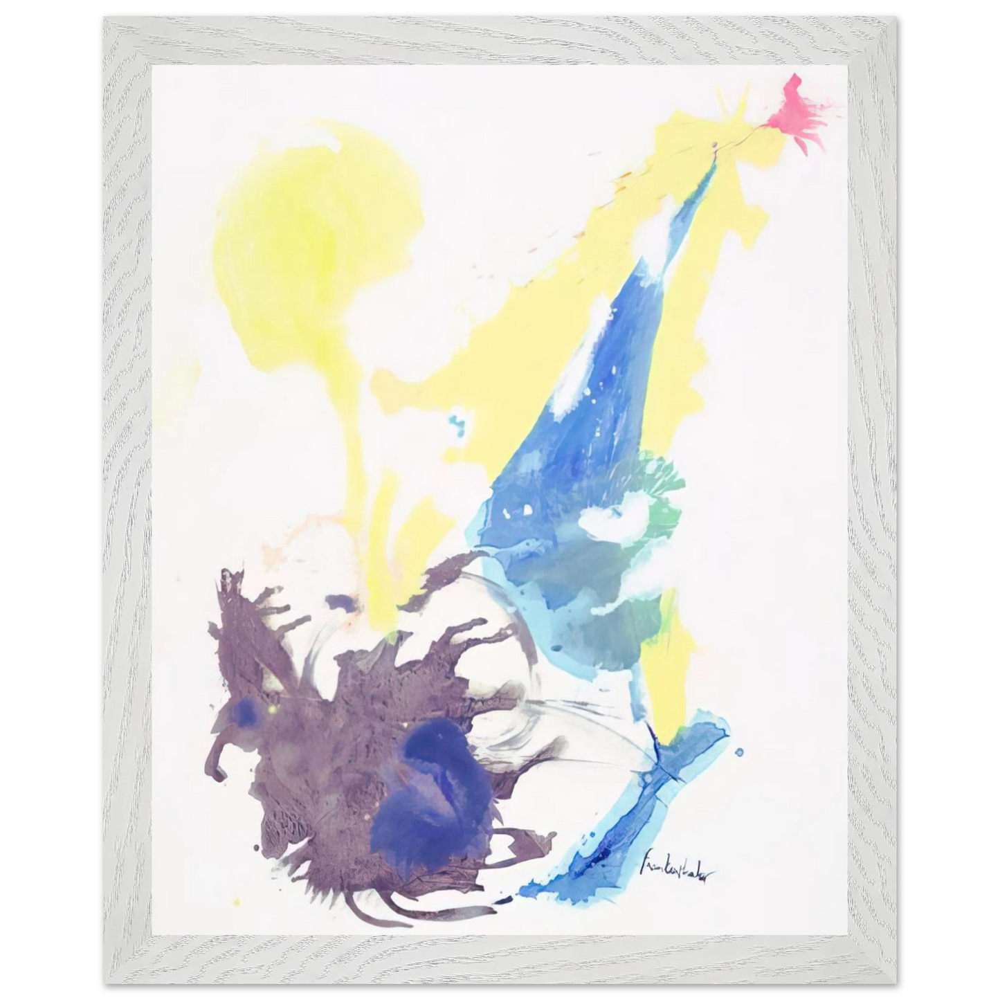 Helen Frankenthaler - Moving Day - 1961 Wall art - 28x43  cm / XL (11x17 inches) - Premium Wooden Framed Poster With Fine Art Paper-canvas - White frame