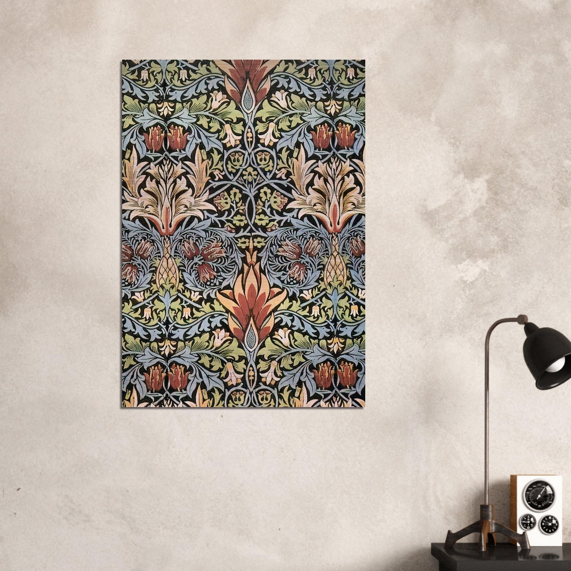 SNAKESHEAD PRINTED TEXTILE 1876 - William Morris Brushed Aluminum Print - 70x100 cm / 28x40 inches | William Morris Aluminum Print | William Morris Prints