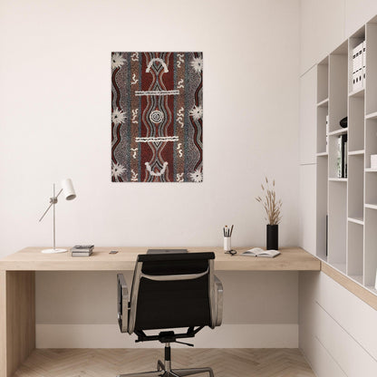 Caterpillar Dreaming - 1998 - Clifford Possum Tjapaltjarri Brushed Aluminum Print - 70x100 cm / 28x40 inches | Clifford Possum Tjapaltjarri Aluminum Print | Clifford Possum Tjapaltjarri Prints