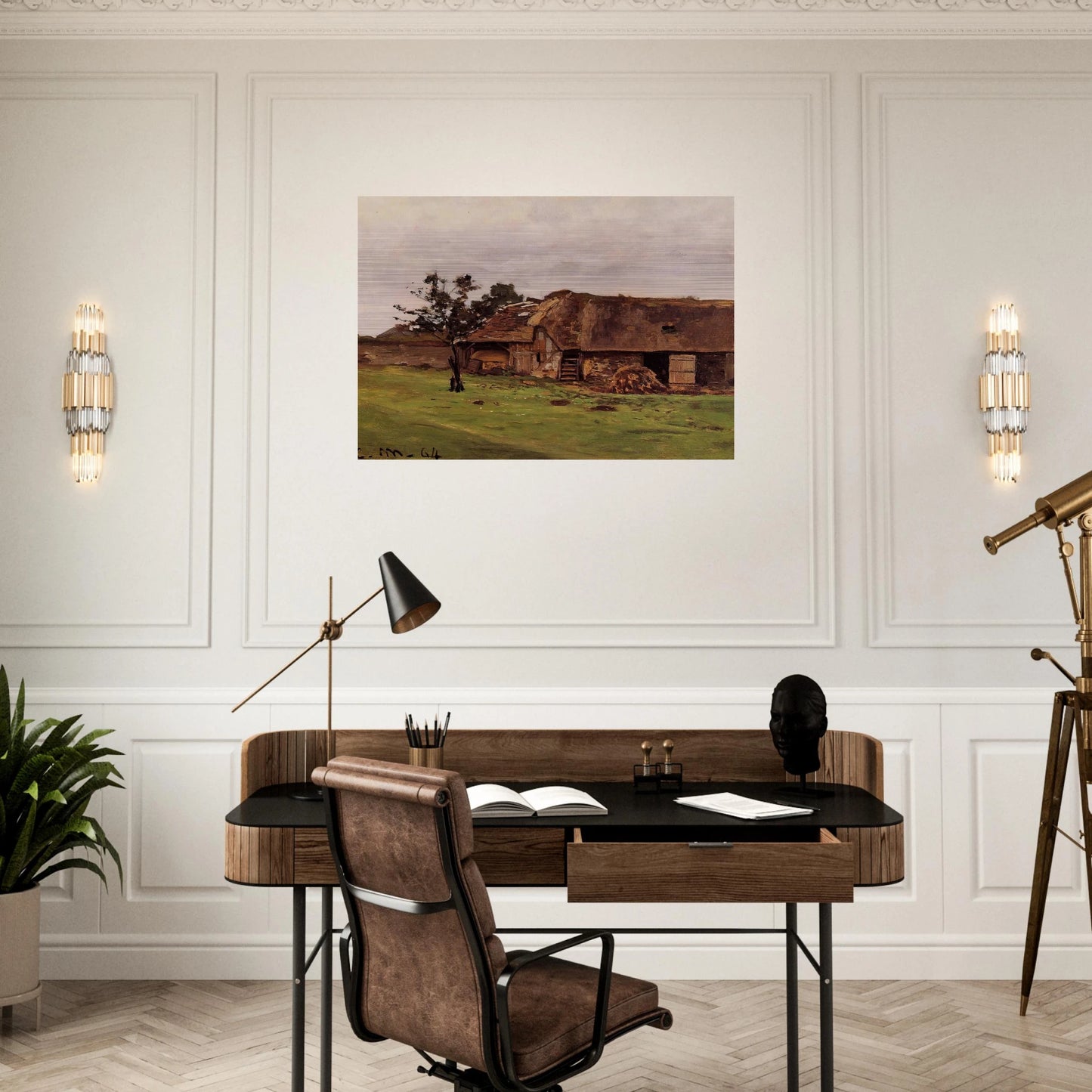 Farm near Honfleur - claude monet Brushed Aluminum Print - 70x100 cm / 28x40 inches | claude monet Aluminum Print | claude monet Prints