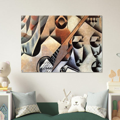 GUITAR AND GLASSES BANJO AND GLASSES 1912 - Juan Gris Acrylic Print - 70x100 cm / 28x40″ inches