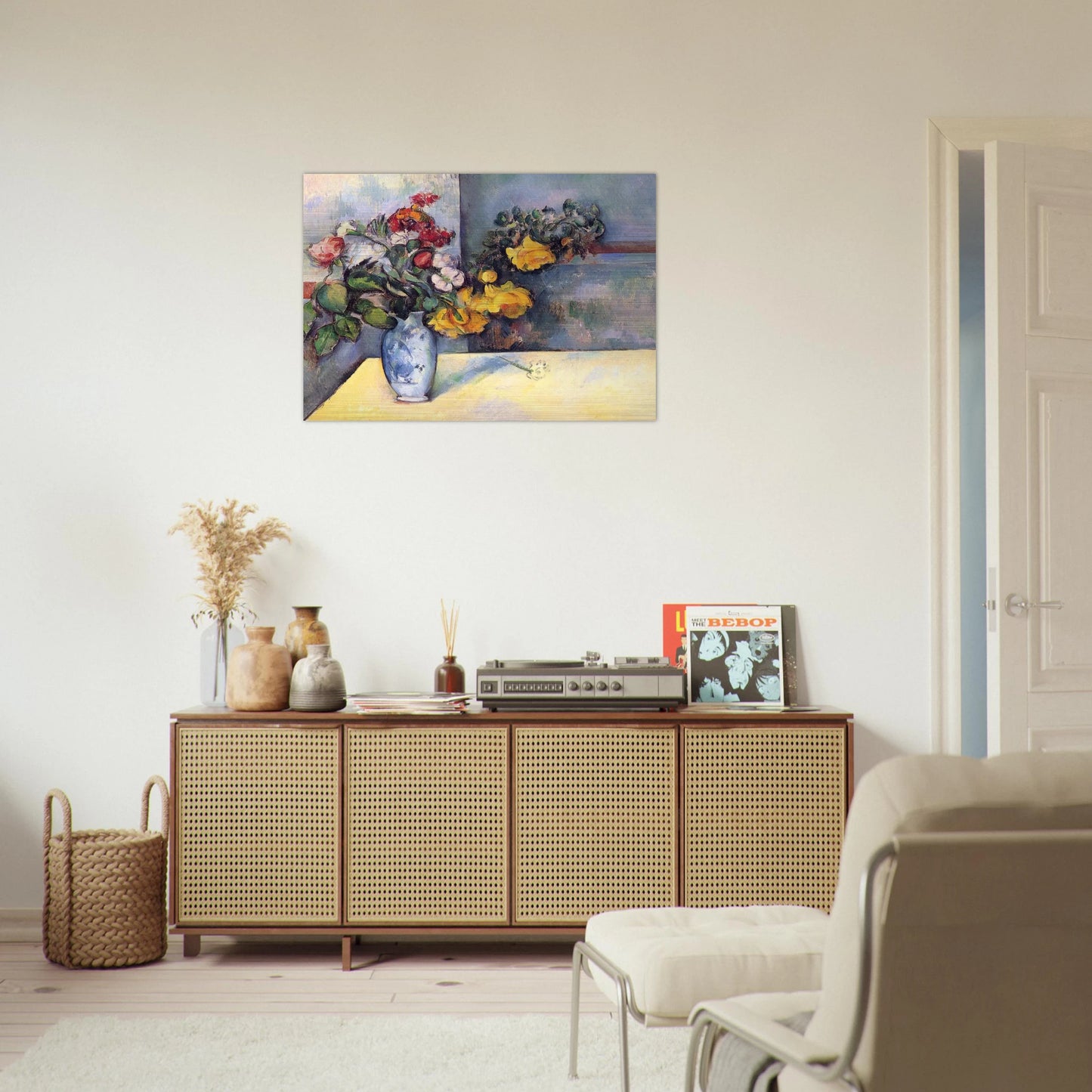 Still Life Flowers in a Vase - Paul Cézanne Brushed Aluminum Print - 70x100 cm / 28x40 inches | Paul Cézanne Aluminum Print | Paul Cézanne Prints