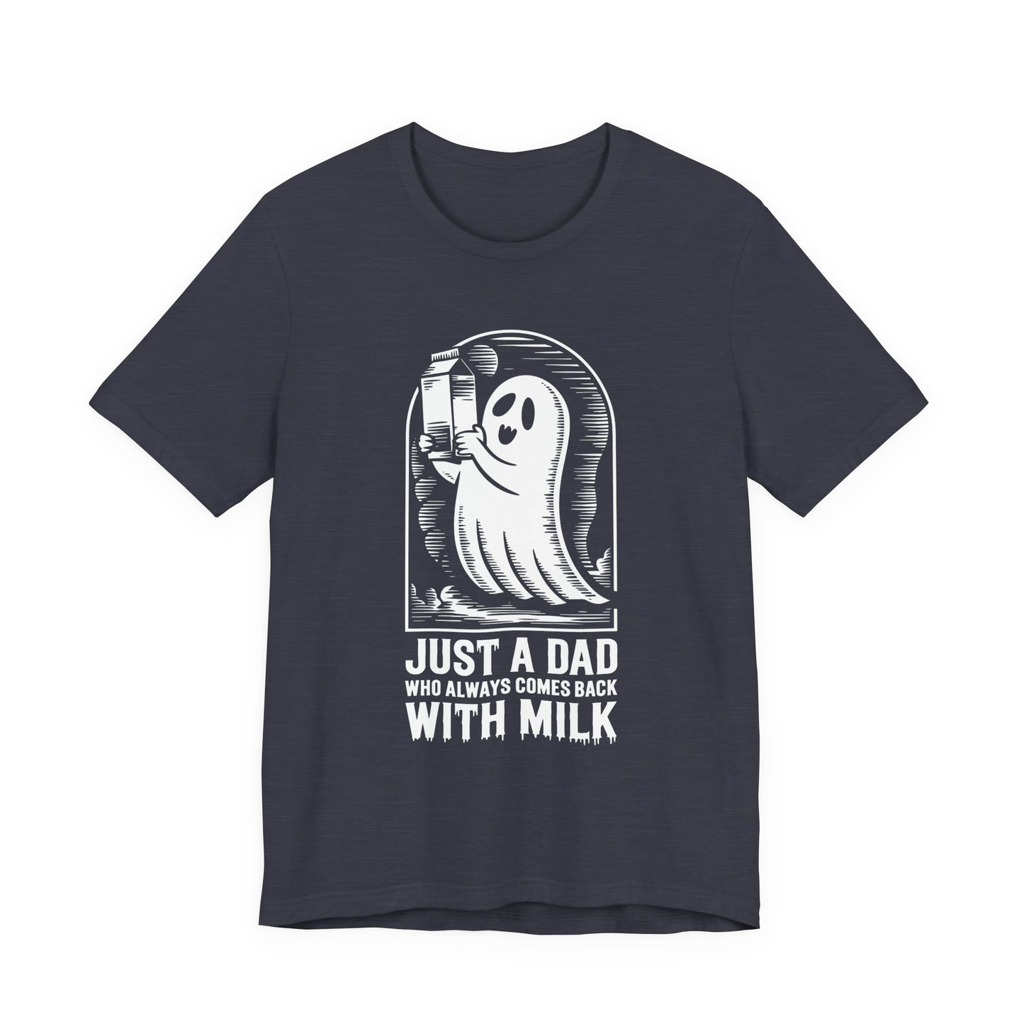 Halloween-T-Shirt „Einfach ein Papa, der immer mit Milch zurückkam“ – Unisex-Kurzarmshirt aus Jersey