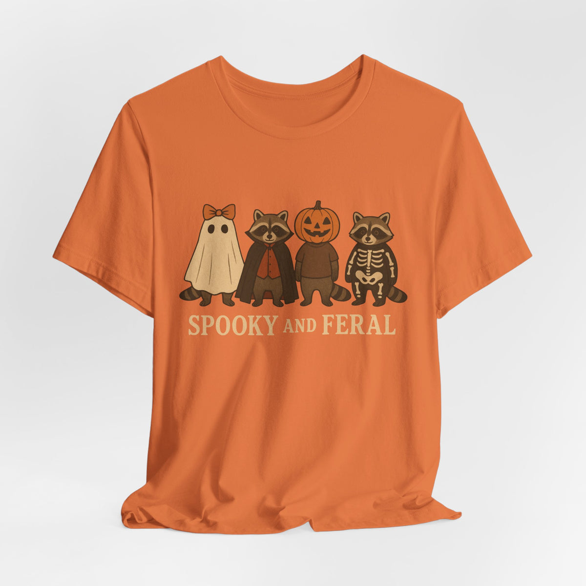 Gruseliges Waschbär-Shirt, lustiges Halloween-T-Shirt mit Grafik, süßes Vintage-Herbst-T-Shirt, trendiges Damen-Halloween-Shirt, T-Shirt mit wildem Waschbär-Motiv