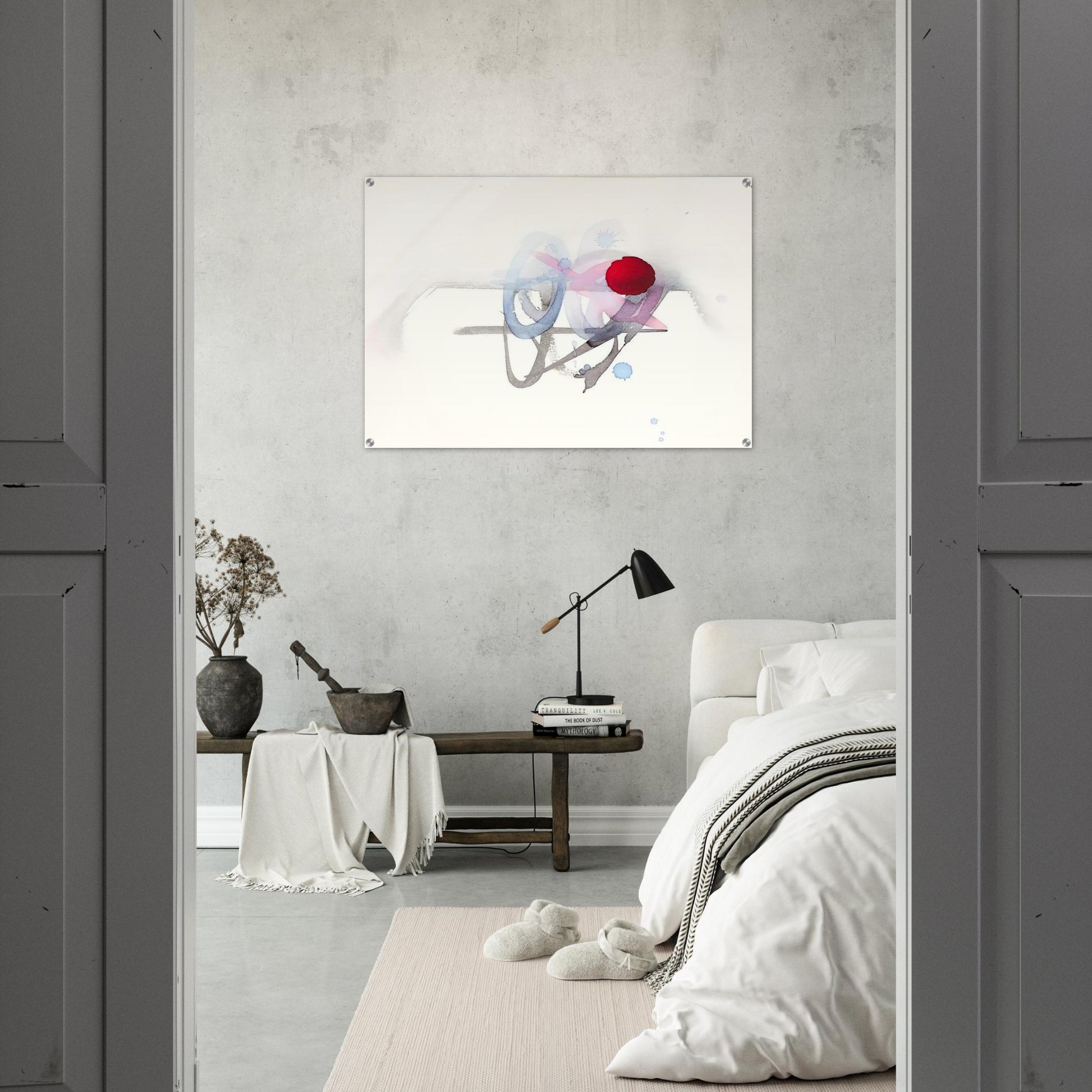 UNTITLED RED BLACK PINK AND BLUE - Luis Feito Acrylic Print - 70x100 cm / 28x40″ inches