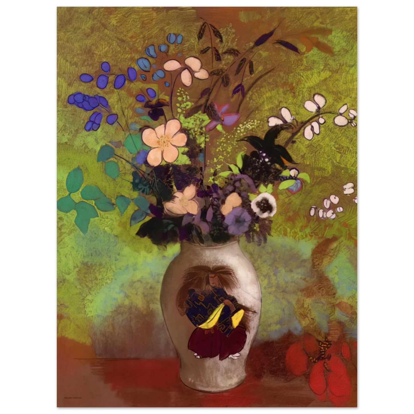 Odilon Redon - VASE WITH JAPANESE WARRIOR 1905  75x100 cm / 30x40inches Fine Art Poster