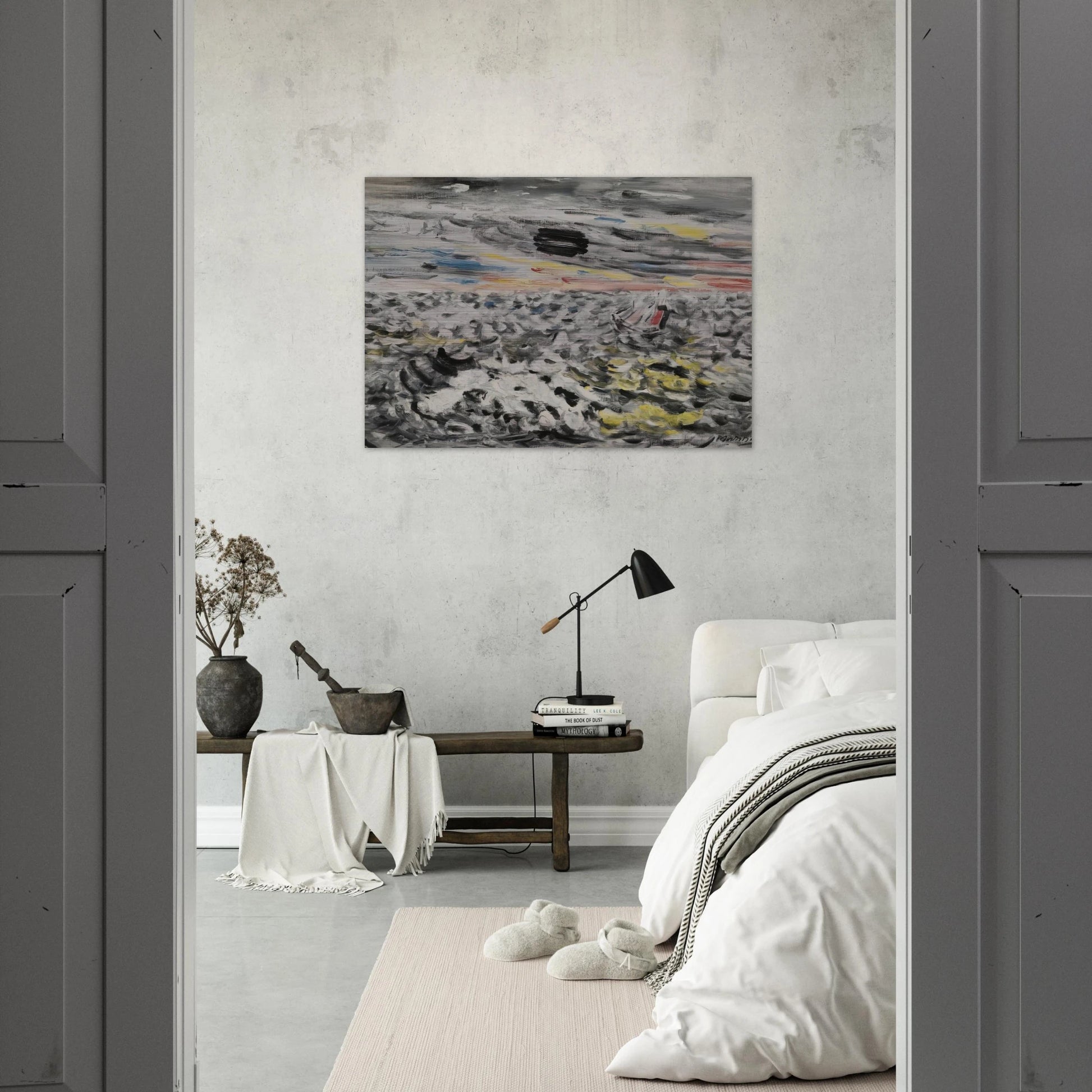 Movement in Greys and Yellows - 1946 - John Marin Brushed Aluminum Print - 70x100 cm / 28x40 inches | John Marin Aluminum Print | John Marin Prints
