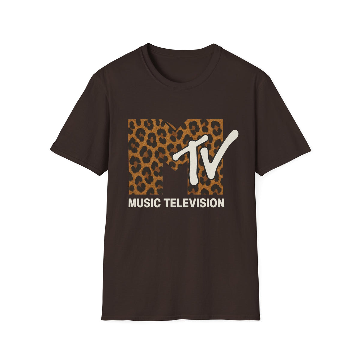 Vintage MTV T-Shirt mit Leopardenmuster, Retro-Musik- und Fernseh-Look der 80er und 90er Jahre, Unisex-Rock-Shirt mit Tiermotiv