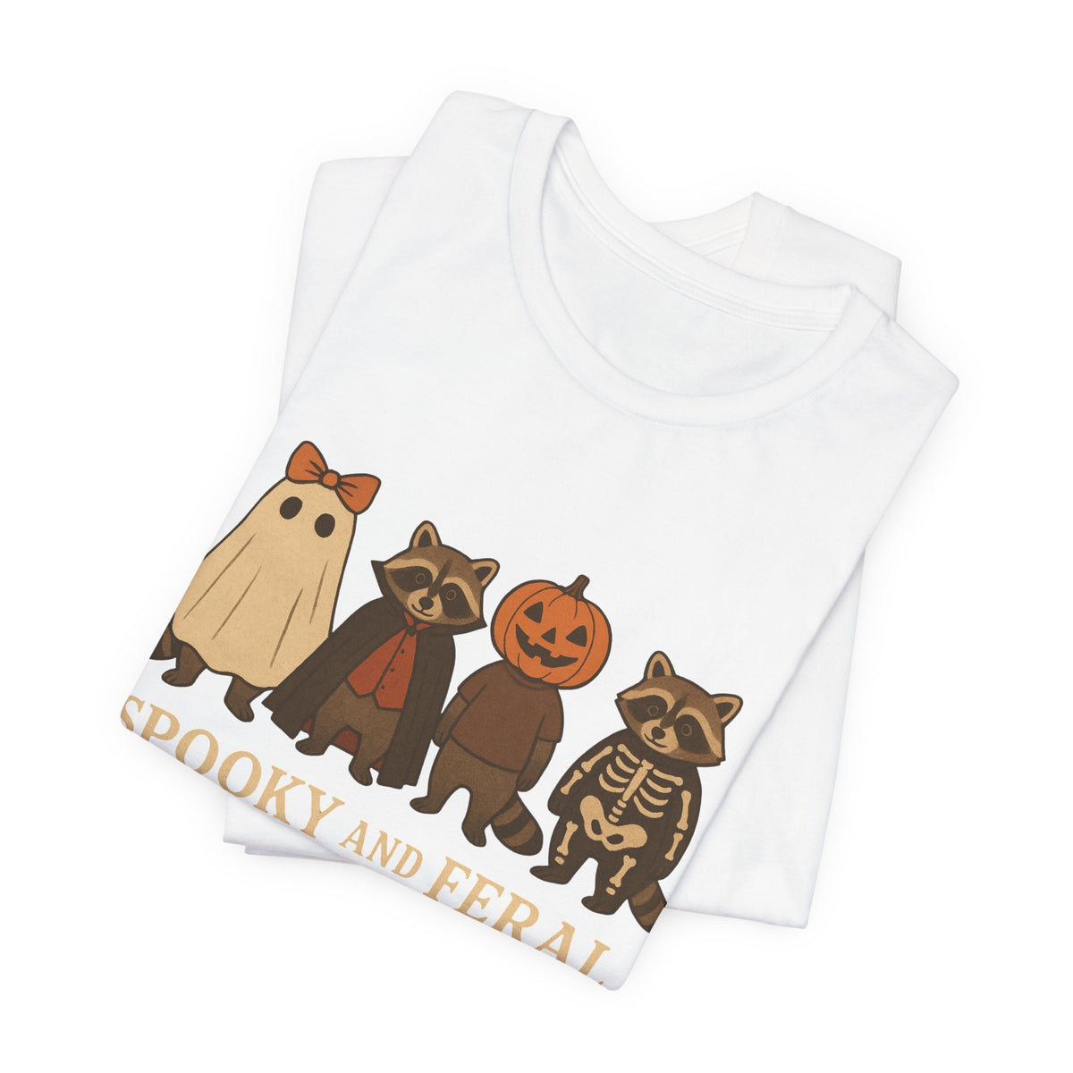 Gruseliges Waschbär-Shirt, lustiges Halloween-T-Shirt mit Grafik, süßes Vintage-Herbst-T-Shirt, trendiges Damen-Halloween-Shirt, T-Shirt mit wildem Waschbär-Motiv