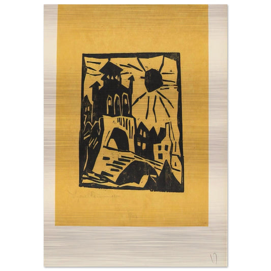 TOWN GATE RIBNITZ DAS TOR RIBNITZ 1918 - Lyonel Feininger Brushed Aluminum Print - 70x100 cm / 28x40 inches | Lyonel Feininger Aluminum Print | Lyonel Feininger Prints