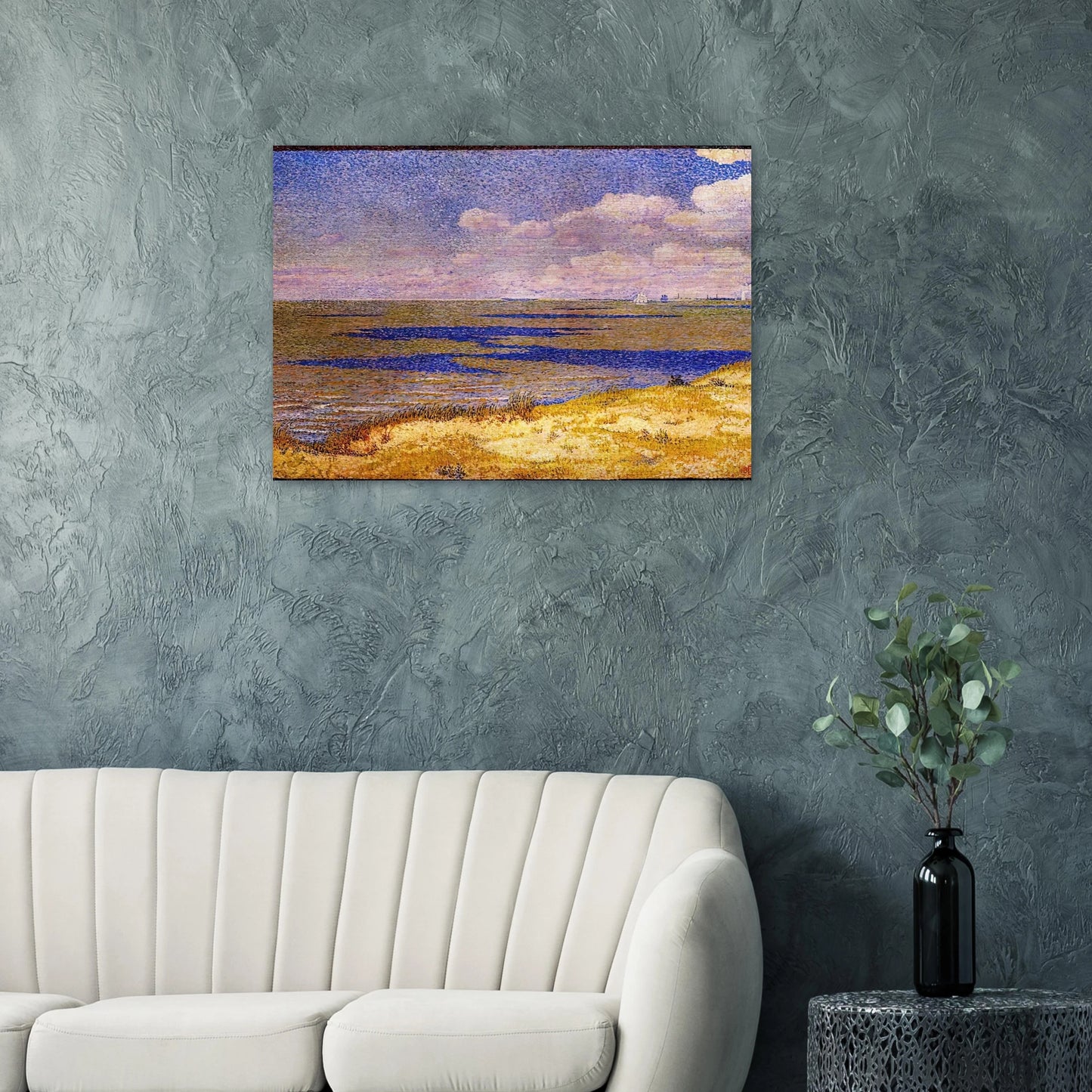 VIEW OF THE RIVER SCHELDT 1893 - Theo van Rysselberghe Brushed Aluminum Print - 70x100 cm / 28x40 inches | Theo van Rysselberghe Aluminum Print | Theo van Rysselberghe Prints