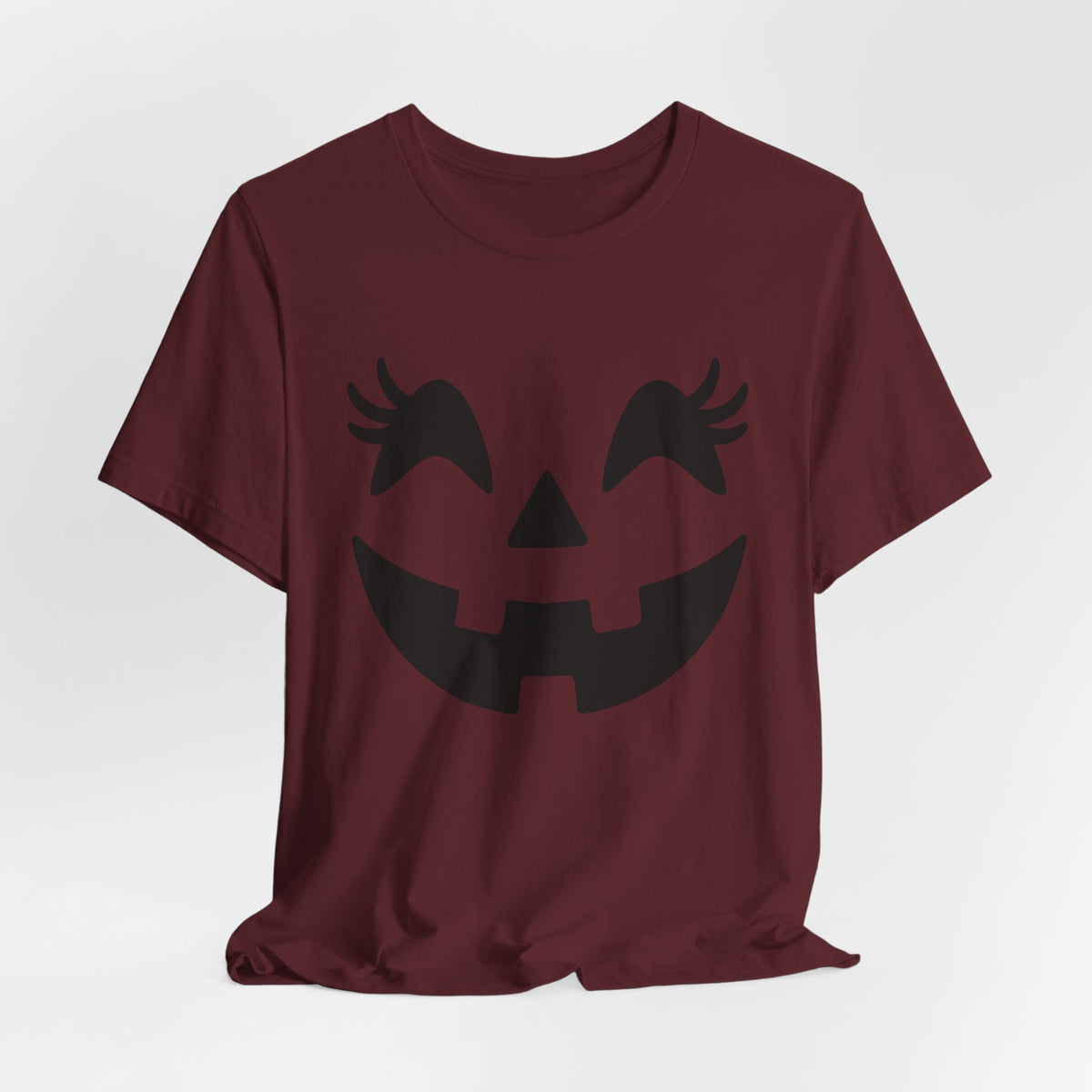 Jack O'Lantern Gesicht Kürbis Wimpern Halloween Damen Mädchen T-Shirt
